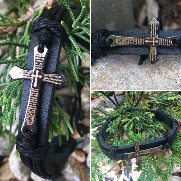 Vintage Other - NWT New!!!!  Leather Cross adjustable bracelet